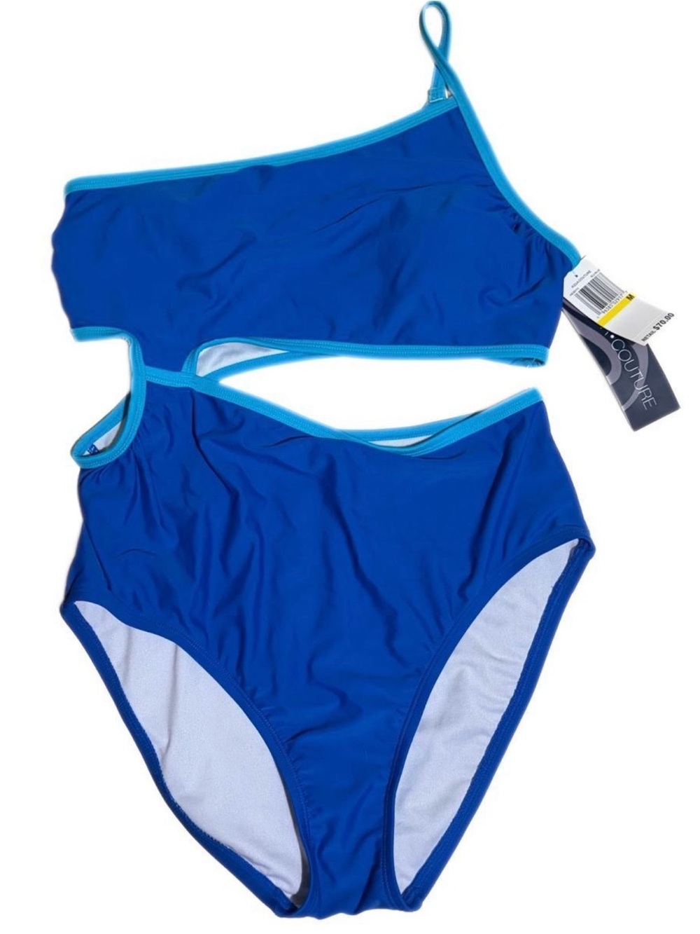 NWT Aqua Couture Blue One-Shoulder Cutout Swimsuit size M